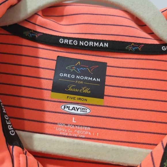 Attack Life By Greg Norman Feeder Striped Polo Casual Shirt, Seaside Coral, L - Picture 4 of 11